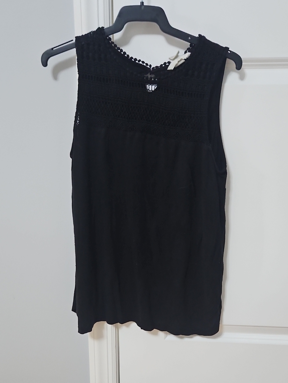 H&M Black Crochet Yoke Tank Top